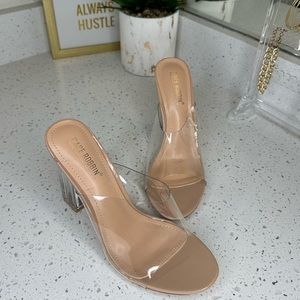 Tan and clear women’s heels Size 8.5